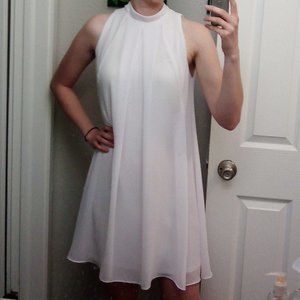 White Robbie Bee mock neck, tie back trapeze dress - Size 8
